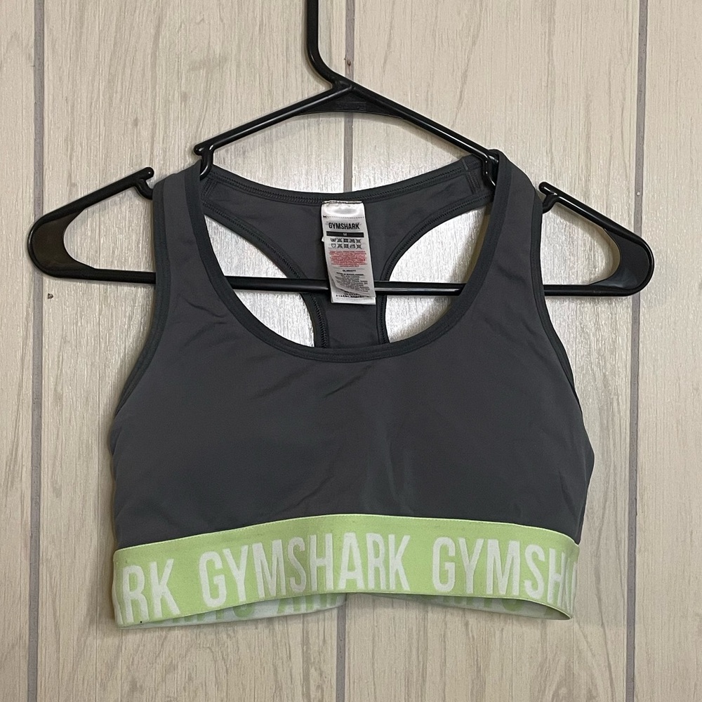 Gymshark Gray and Lime Sports Bra